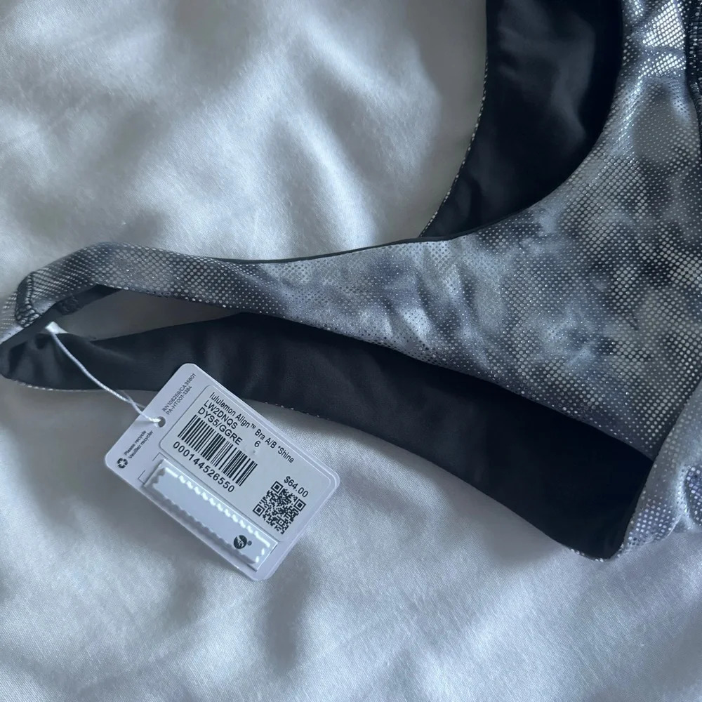 126 🆕🤍 Lululemon Align Bra A/B Cup Shine Diamond Dye Starlight Graphite Grey - Picture 5 of 11